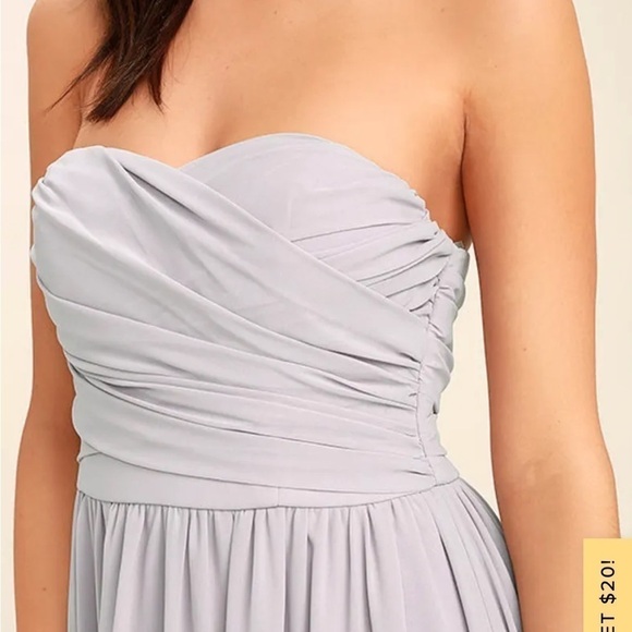 Lulu’s All Afloat Light Grey Strapless Maxi Dress Size Medium - Picture 4 of 11
